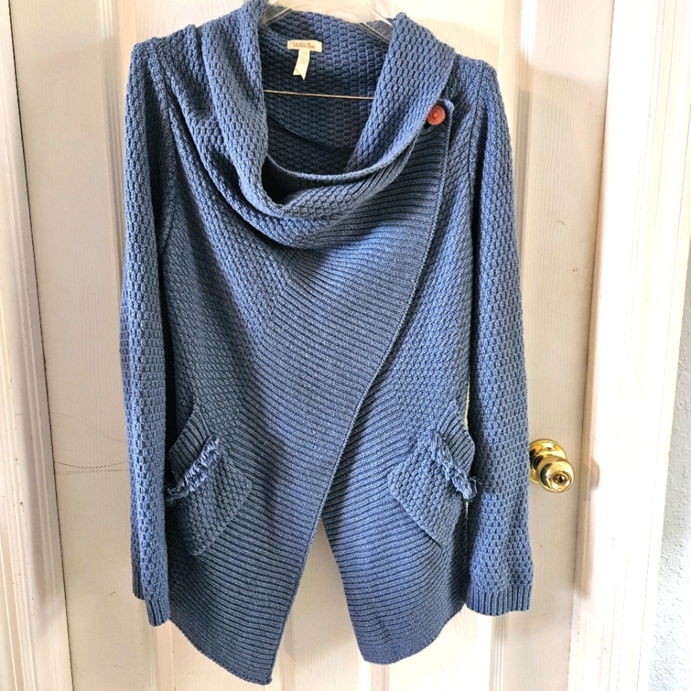 Matilda Jane Envision This Wrap Knit Cardigan Sweater Blue Size Large